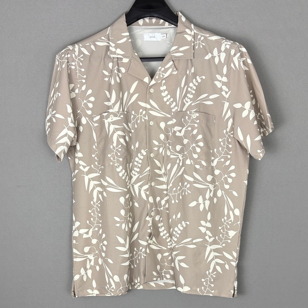 Onia Beige Shirt with White Botanical Print